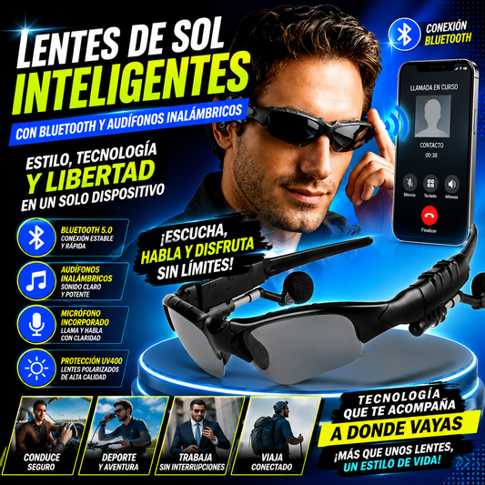 Lentes de Sol Inteligentes con Bluetooth y Audífonos UV400
