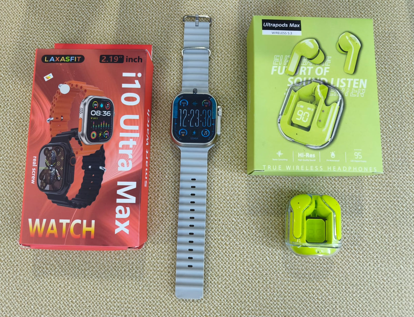 Duo Smartwatch I10 Ultra Max 2.19" + Audífonos Cristal TWS