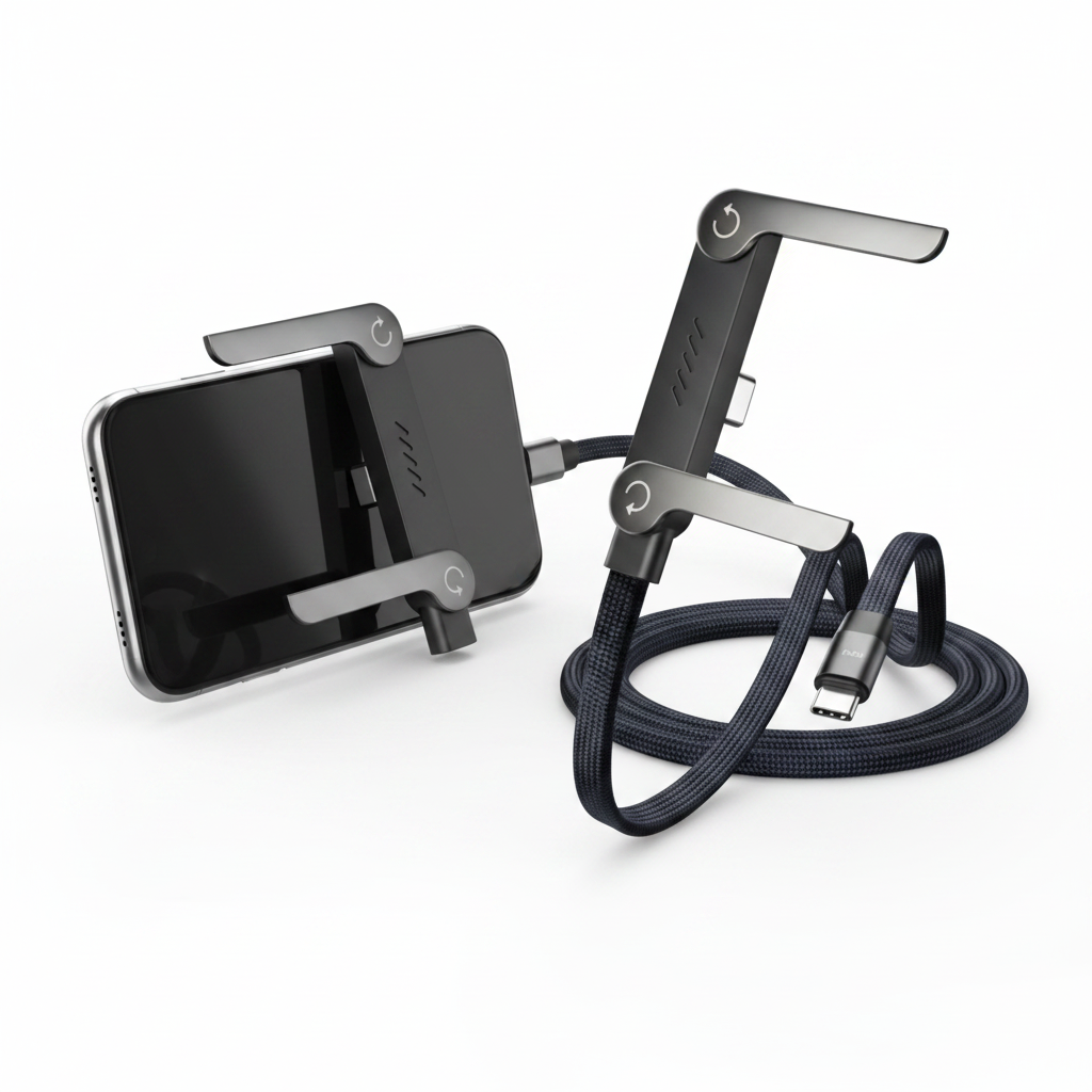 Cable Tipo C 2 en 1 flexible como soporte de celular, set x2